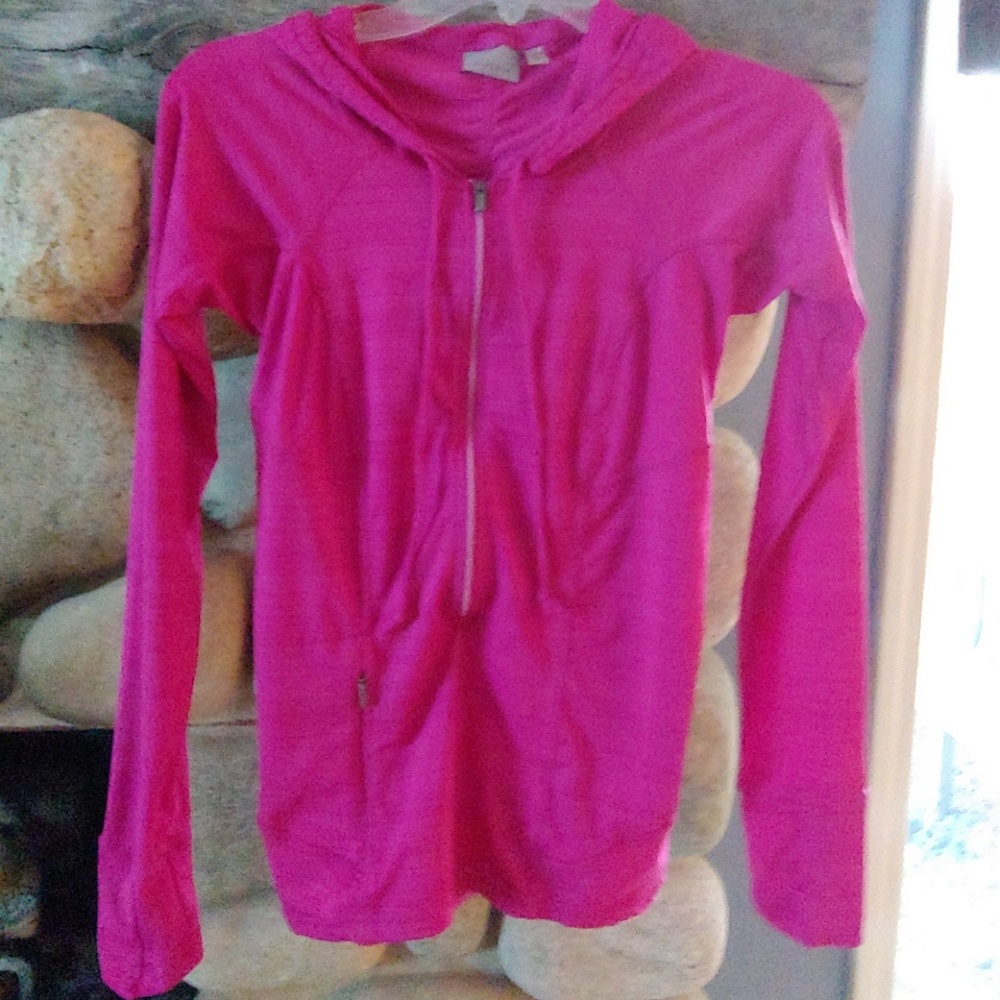 Athleta long sleeve hooded rash guard hot pink XS